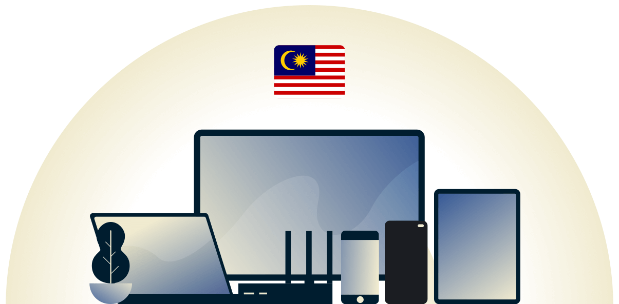 VPN f&ouml;r Malaysia som skyddar en m&auml;ngd olika enheter.